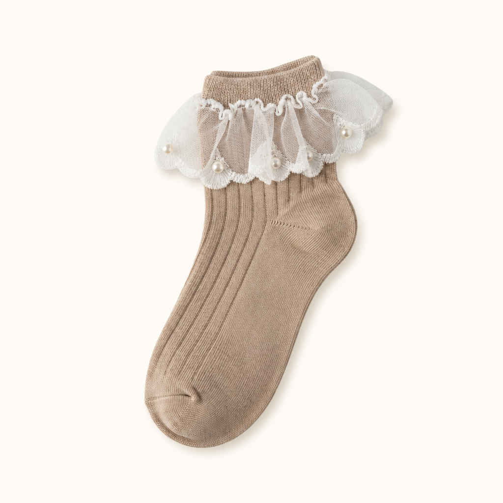 Oat Milk Frill Socks